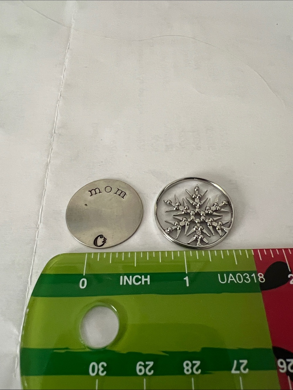 Silver 'mom' Round Charm & Snowflake Disc Set